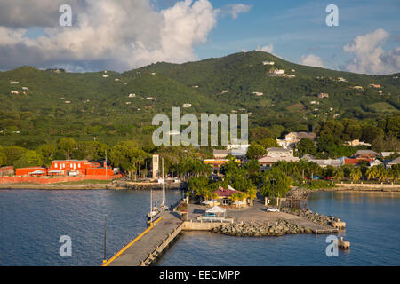 Dock e area portuale in Frederiksted, Saint Croix, Isole Vergini Americane Foto Stock