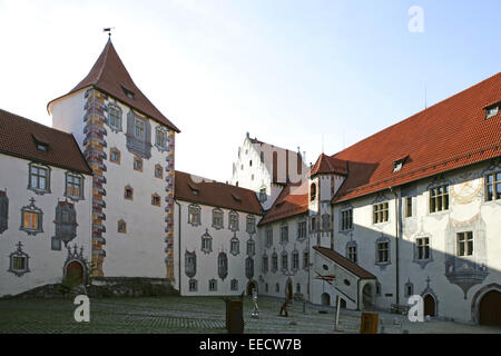 Allgaeu, Algovia, Altstadt, Architektur, Aussen, Bayern, Deutschland, Fuessen, Füssen Stadt, Stadtansicht, Staedte, Städte, drau Foto Stock