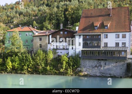 Allgaeu, Algovia, Altstadt, Architektur, Aussen, Bayern, Deutschland, Fuessen, Füssen Haeuser, Haus, Häuser, Stadt, Stadtansicht Foto Stock