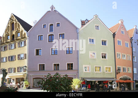 Allgaeu, Algovia, Altstadt, Architektur, Aussen, Bayern, Deutschland, Fuessen, Füssen Haeuser, Haus, Häuser, Stadt, Stadtansicht Foto Stock