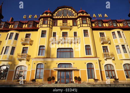 Europa, Slowakei, Tatranska Lomnica, Haus, Grand Hotel Praha, Architektur, Gebaeude, Gebäude, Vysok" Tatry, Hohe Tatra, Slovacchia Foto Stock