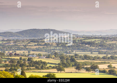 La vista sul Blackmore Vale da Hambledon Hill nel Dorset. Foto Stock