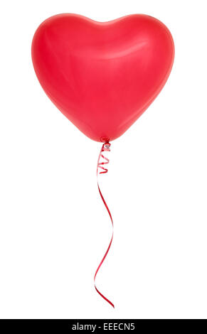 Cuore rosso palloncino a forma di isolato su sfondo bianco. Foto Stock