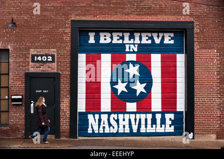 Io credo a Nashville in carta murale sulla maratona di opere musicali in Nashville TN. Foto Stock