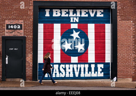 Io credo a Nashville in carta murale sulla maratona di opere musicali in Nashville TN. Foto Stock