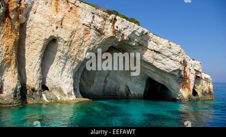 Grotte blu in Isola di Zacinto (Zante), Grecia Foto Stock