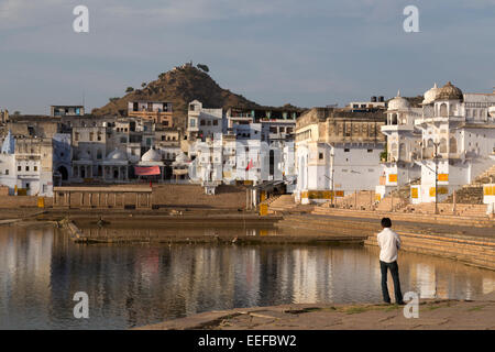 India Rajasthan, Lago di Pushkar Foto Stock