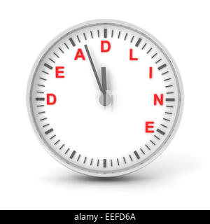 Orologio con data di scadenza testo, 3D render Foto Stock