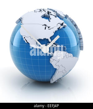 Globo con orologio, 3D render Foto Stock