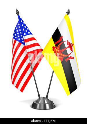 Stati Uniti d'America e del Brunei - Bandiere in miniatura. Foto Stock