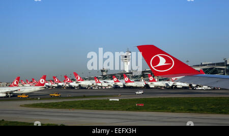Istanbul, Turchia, vista da un aereo in volo su Turkish Airlines Istanbul Foto Stock