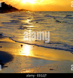 Tramonto su una spiaggia di Varadero, Cuba Foto Stock