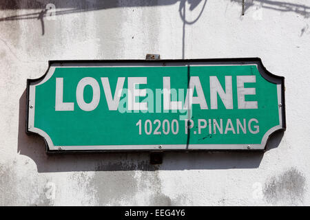 Amore Lane strada segno, Georgetown, Penang, Malaysia Foto Stock