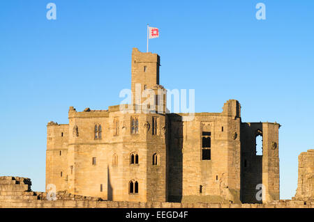 Il castello di Warkworth, Northumberland, England, Regno Unito Foto Stock