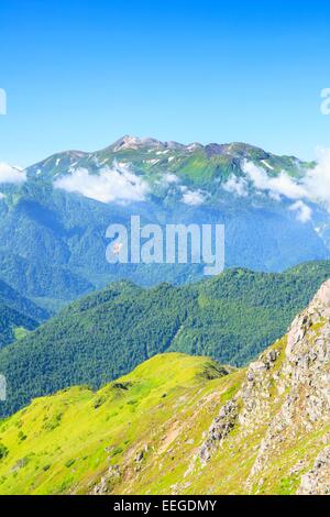 Mt. Norikura visto da Mt. Yakedake, Giappone Alpi Foto Stock