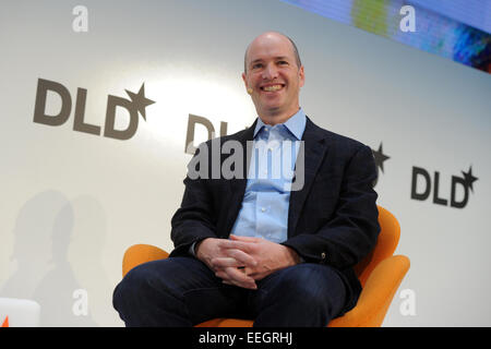 Monaco di Baviera, Germania. 18 gennaio, 2015. Investor Ben Horowitz parla durante la fase di apertura della DLD (Digital-Life-design) Conferenza di Monaco di Baviera, Germania, 18 gennaio 2015. A Hubert Burda Media conferenza Innovazione, ospiti di alto rango parlare di tendenze e sviluppi di digitalizzazione per tre giorni. Foto: TOBIAS HASE/dpa/Alamy Live News Foto Stock