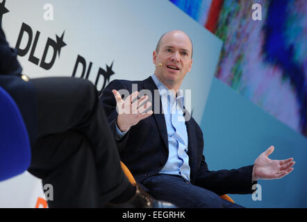 Monaco di Baviera, Germania. 18 gennaio, 2015. Investor Ben Horowitz parla durante la fase di apertura della DLD (Digital-Life-design) Conferenza di Monaco di Baviera, Germania, 18 gennaio 2015. A Hubert Burda Media conferenza Innovazione, ospiti di alto rango parlare di tendenze e sviluppi di digitalizzazione per tre giorni. Foto: TOBIAS HASE/dpa/Alamy Live News Foto Stock