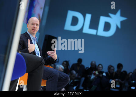 Monaco di Baviera, Germania. 18 gennaio, 2015. Investor Ben Horowitz parla durante la fase di apertura della DLD (Digital-Life-design) Conferenza di Monaco di Baviera, Germania, 18 gennaio 2015. A Hubert Burda Media conferenza Innovazione, ospiti di alto rango parlare di tendenze e sviluppi di digitalizzazione per tre giorni. Foto: TOBIAS HASE/dpa/Alamy Live News Foto Stock