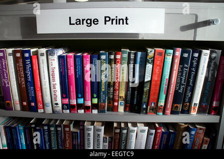 Stampa su grande formato dei libri in una biblioteca pubblica Foto Stock