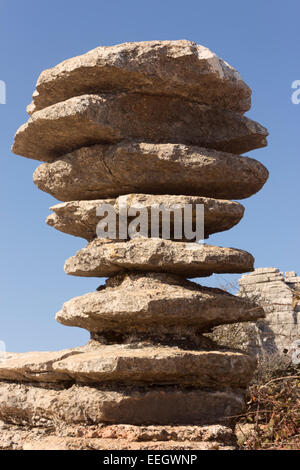 El Torcal de Antequera, Sierra del Torcal, Antequera, Malaga, Spagna. Fenomeni carsici formazione rocciosa conosciuta come la vite o El Foto Stock