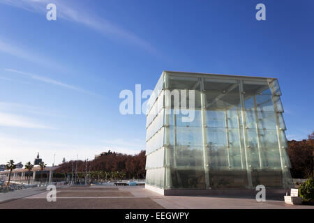 Il Pompidou Art Center, Muelle Onu, porto di Malaga, Costa del Sol, Spagna. Il Cubo è dovuto ad essere aperto nel 2015. Foto Stock