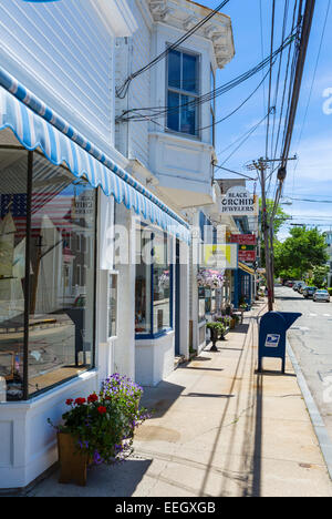 La strada principale del centro storico della città vecchia di Stonington, Connecticut, Stati Uniti d'America Foto Stock