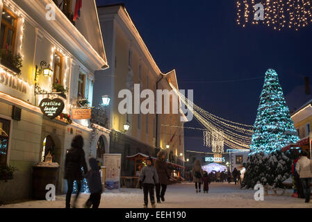 Le luci di Natale, a Radovljica, Slovenia Foto Stock