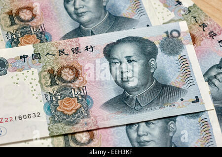 Il presidente mao zedong sui cinesi yuan renminbi valuta Foto Stock
