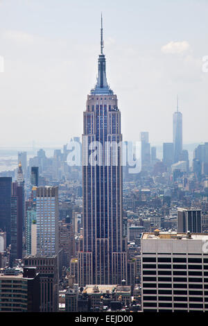 Cityscape, vista dal Rockefeller Center, in alto sulla roccia, grattacieli, Manhattan, New York, USA, America Foto Stock