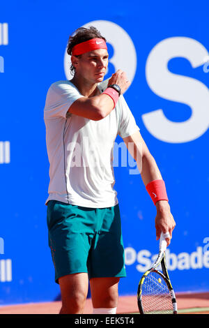 Lo spagnolo giocatore di tennis Rafael Nadal giocando a Banc Sabadell ATP open a Barcellona, Spagna Foto Stock