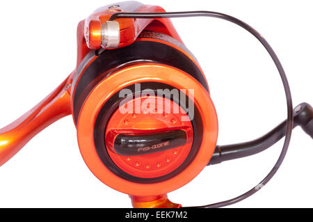 Bobina fissa un mulinello da pesca Foto Stock