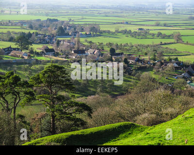 Suton Montis dal Castello di Cadbury Foto Stock