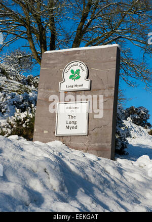 Il National Trust segno di benvenuto sul lungo Mynd, Church Stretton, Shropshire, Inghilterra. Foto Stock