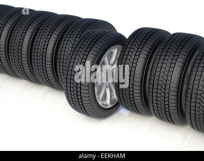 3D render di alta detaled pneumatici invernali isolati su sfondo bianco Foto Stock