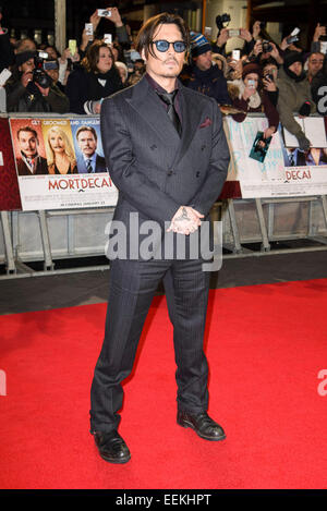 Johnny Depp assiste il Regno Unito Premiere di MORTDECAI su 19/01/2015 all'Empire Leicester Square, Londra. Foto di Julie Edwards Foto Stock