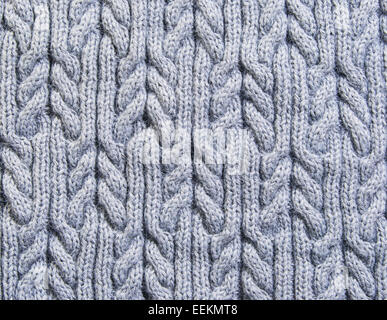 Sfondo grigio tessuto a maglia di filati di lana compiti Foto Stock