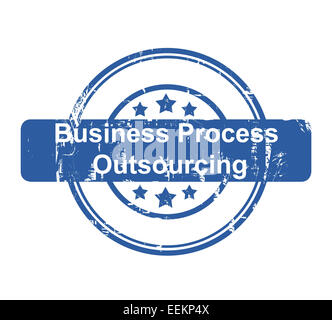 Il Business Process Outsourcing concetto timbro con stelle isolate su uno sfondo bianco. Foto Stock