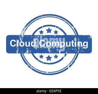 Il cloud computing business concetto timbro con stelle isolate su uno sfondo bianco. Foto Stock