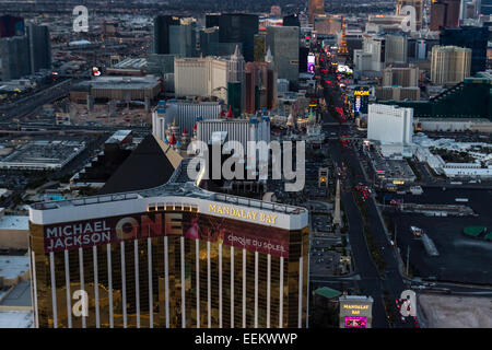Las Vegas Nevada - 14 dicembre : vista aerea della famosa Strip di Las Vegas, vista dal lato sud di Mandalay Bay nel fra Foto Stock