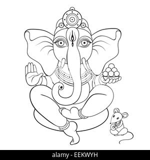 Signore Ganesha disegnati a mano illustrazione. Foto Stock