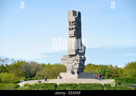 Danzica Polonia. La battaglia di Westerplatte monumento localizza i primi scatti di WW2. Tedeschi attacco polacco depot 1 Settembre 1939 Foto Stock