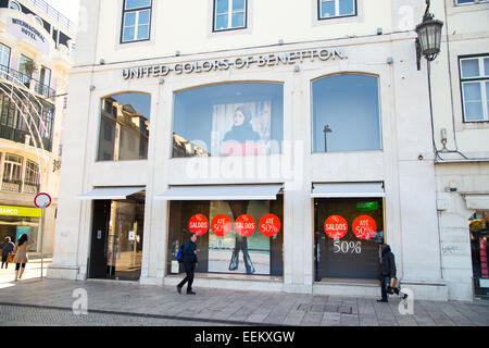 Lisbona, Portogallo- Gennaio 12th, 2015: l'esterno della Benetton a Lisbona il 12 gennaio 2015 Lisbona, Portogallo. La Benetton Foto Stock