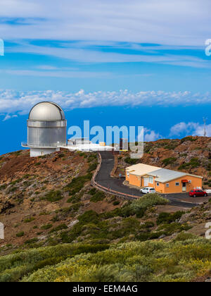 Nordic Optical Telescope, Osservatorio Roque de los Muchachos sopra le nuvole, Parque Nacional de la Caldera de Taburiente Foto Stock