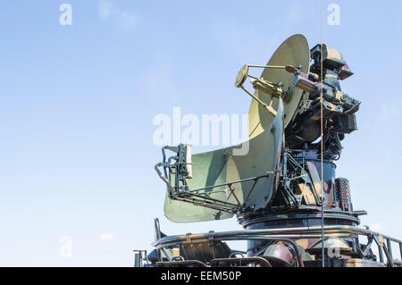 Radar militari da guerra fredda, vista laterale Foto Stock