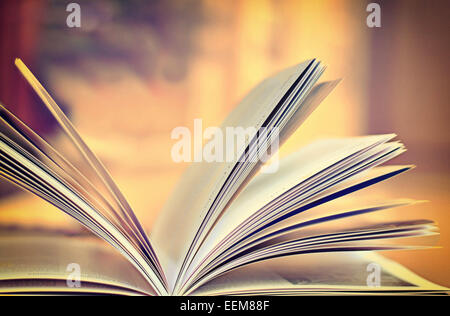 Close up del libro aperto Foto Stock