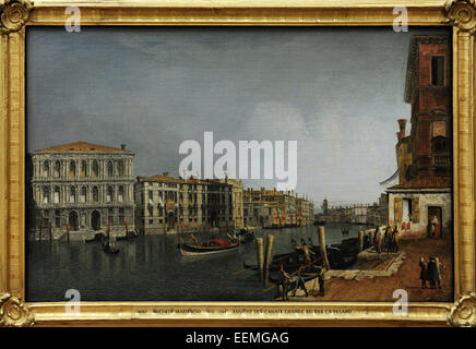 Michele Marieschi (1710-1744). Noto come Michiel. Pittore italiano. Il Grand Canal, Venezia, con Ca' Pesaro e Palazzo Foscarini-Giovannelli, dal Campiello del Palazzo Gussoni. Alte Pinakothek. Monaco di Baviera. Germania. Foto Stock