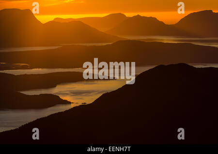 Blick auf Moldefjord und Nordsee, Moere und Romsdal Fylke, Vestland, Norwegen, Settembre 2011 Foto Stock