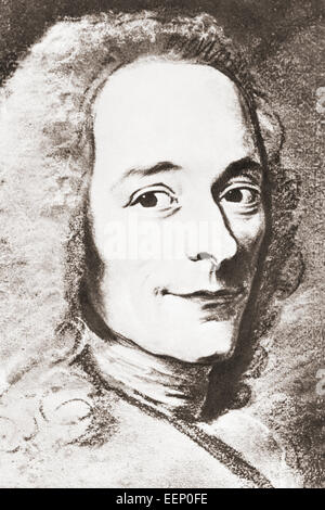 François-Marie Arouet, 1694 -1778 aka dal suo nom de plume Voltaire. Illuminismo francese scrittore, storico e filosofo. Foto Stock