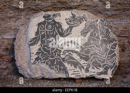 Terme di Caracalla, antico mosaico romano di frammento di pavimento, Roma, Italia Foto Stock