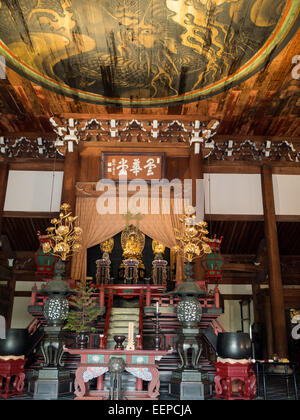 Honden, sala principale, vista interna con dipinto di golden dragon nel soffitto a Nanzen-ji Foto Stock